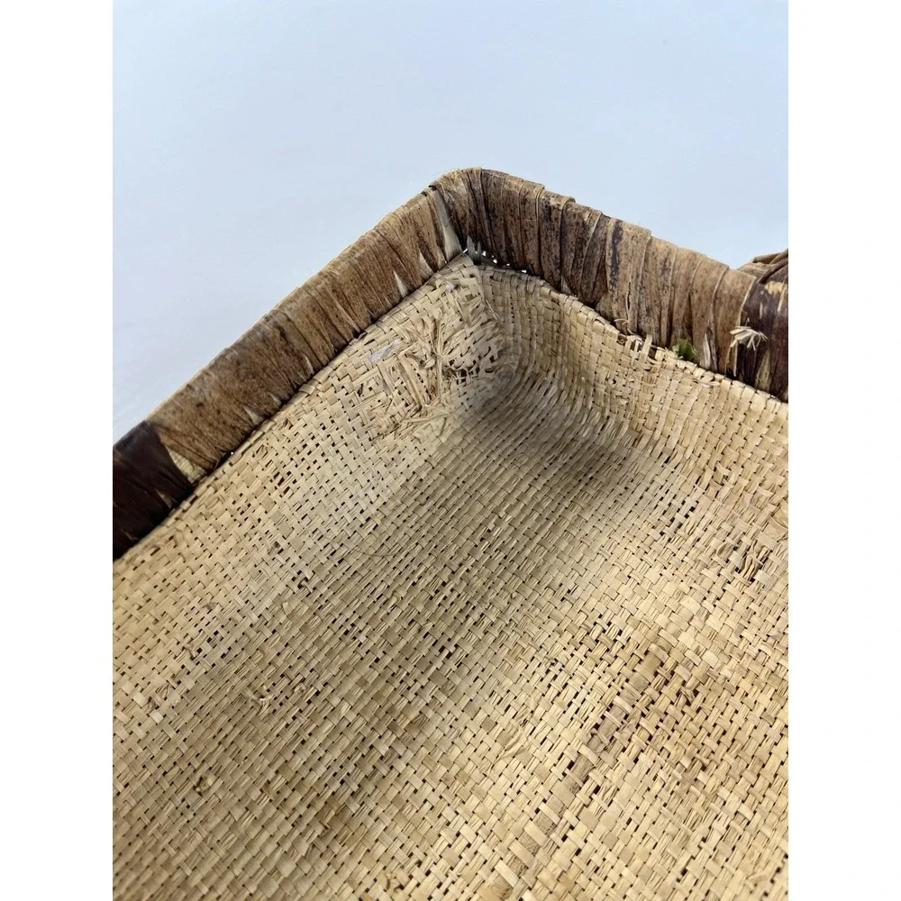 Vintage 70s Raffia Casserole Carrier Basket 3D Fruit Veggie Boho Pyrex Holder